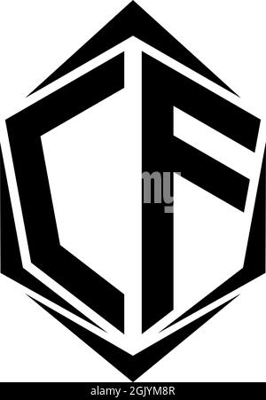 Initial CF logo design, Initial CF logo design with Shield style, Logo business branding. Stock Vector