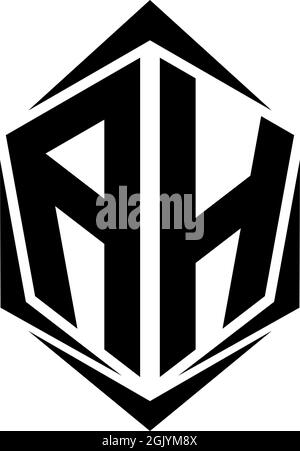 Initial AH logo design, Initial AH logo design with Shield style, Logo business branding. Stock Vector