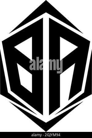 Initial BA logo design, Initial BA logo design with Shield style, Logo business branding. Stock Vector