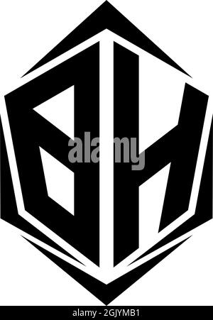 Initial BH logo design, Initial BH logo design with Shield style, Logo business branding. Stock Vector