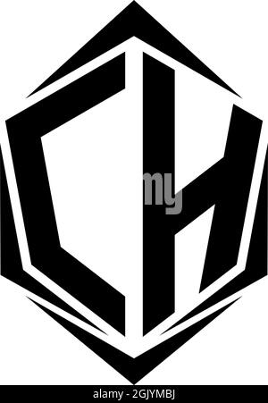 Initial CH logo design, Initial CH logo design with Shield style, Logo business branding. Stock Vector