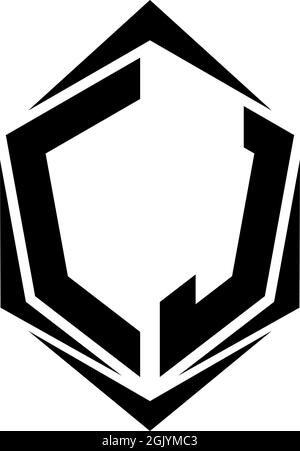 Initial CJ logo design, Initial CJ logo design with Shield style, Logo business branding. Stock Vector