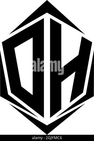 Initial DH logo design, Initial DH logo design with Shield style, Logo business branding. Stock Vector