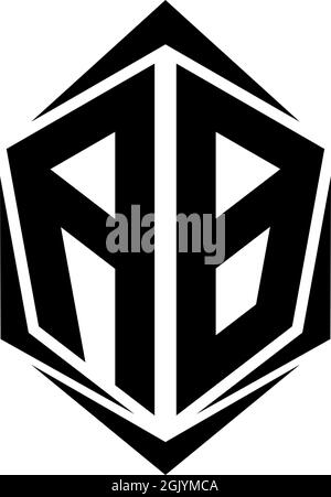 Initial AB logo design, Initial AB logo design with Shield style, Logo business branding. Stock Vector
