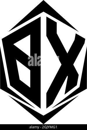 Initial BX logo design, Initial BX logo design with Shield style, Logo business branding. Stock Vector
