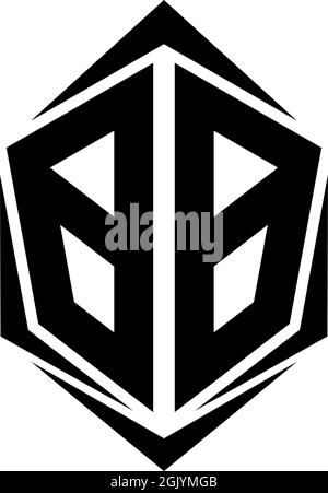 Initial BB logo design, Initial BB logo design with Shield style, Logo business branding. Stock Vector
