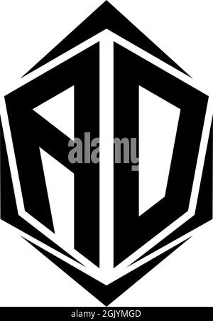 Initial AD logo design, Initial AD logo design with Shield style, Logo business branding. Stock Vector