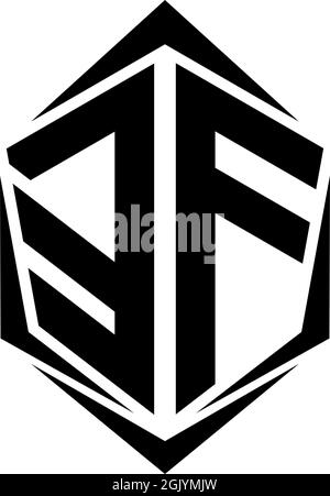 Initial EF logo design, Initial EF logo design with Shield style, Logo business branding. Stock Vector