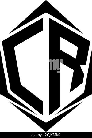 Initial CR logo design, Initial CR logo design with Shield style, Logo business branding. Stock Vector