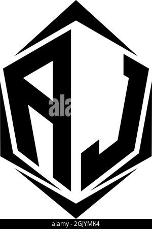Initial AJ logo design, Initial AJ logo design with Shield style, Logo business branding. Stock Vector