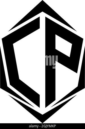 Initial CP logo design, Initial CP logo design with Shield style, Logo business branding. Stock Vector
