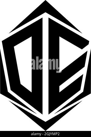 Initial DE logo design, Initial DE logo design with Shield style, Logo business branding. Stock Vector