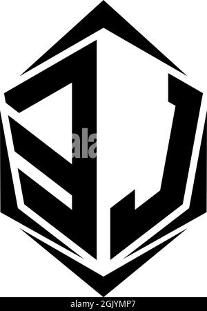 Initial EJ logo design, Initial EJ logo design with Shield style, Logo business branding. Stock Vector