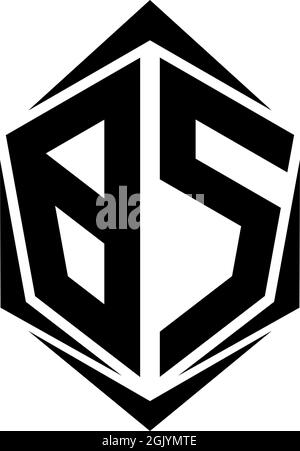 Initial BS logo design, Initial BS logo design with Shield style, Logo business branding. Stock Vector