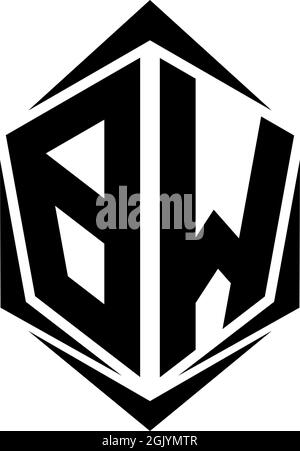 Initial BW logo design, Initial BW logo design with Shield style, Logo business branding. Stock Vector