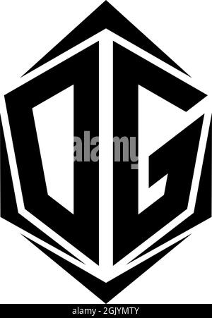 Initial DG logo design, Initial DG logo design with Shield style, Logo business branding. Stock Vector