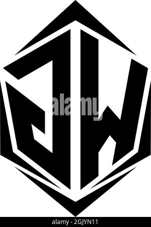 Initial GW logo design with Shield style, Logo business branding. Stock Vector