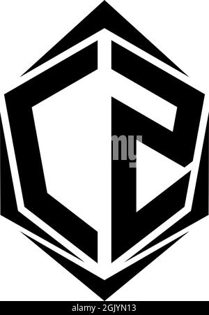 Initial CZ logo design, Initial CZ logo design with Shield style, Logo business branding. Stock Vector