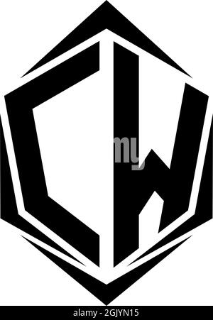 Initial CW logo design, Initial CW logo design with Shield style, Logo business branding. Stock Vector