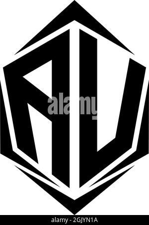 Initial AU, AV logo design, Initial AU, AV logo design with Shield style, Logo business branding. Stock Vector