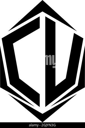 Initial CV logo design, Initial CV logo design with Shield style, Logo business branding. Stock Vector