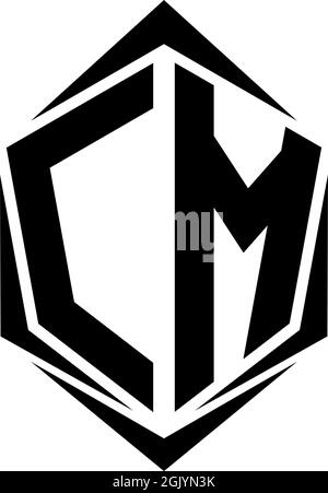 Initial CM logo design, Initial CM logo design with Shield style, Logo business branding. Stock Vector