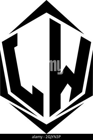 Initial JW logo design with Shield style, Logo business branding. Stock Vector