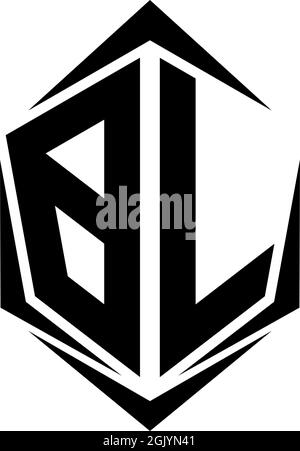 Initial BL logo design, Initial BL logo design with Shield style, Logo business branding. Stock Vector