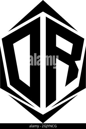 Initial DR logo design, Initial DR logo design with Shield style, Logo business branding. Stock Vector