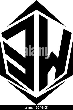 Initial EW logo design with Shield style, Logo business branding. Stock Vector