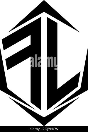 Initial FL logo design with Shield style, Logo business branding. Stock Vector