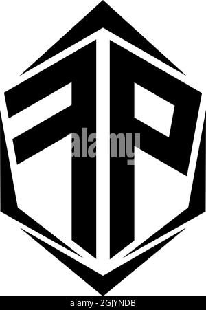 Initial FP logo design with Shield style, Logo business branding. Stock Vector