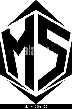 Initial MS logo design with Shield style, Logo business branding. Stock Vector