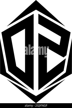 Initial DZ logo design, Initial DZ logo design with Shield style, Logo business branding. Stock Vector