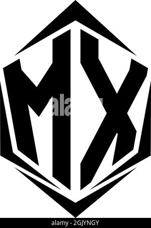 Initial MX logo design with Shield style, Logo business branding. Stock Vector