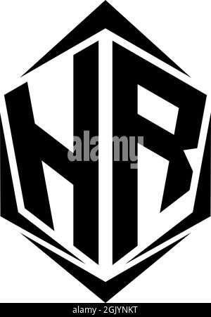 Initial HR logo design with Shield style, Logo business branding. Stock Vector