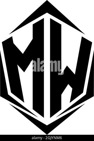 Initial MW logo design with Shield style, Logo business branding. Stock Vector