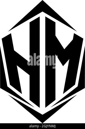 Initial HM logo design with Shield style, Logo business branding. Stock Vector