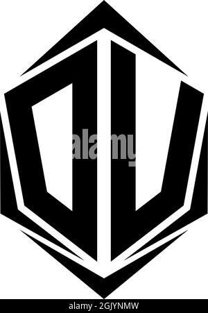 Initial DV logo design, Initial DV logo design with Shield style, Logo business branding. Stock Vector
