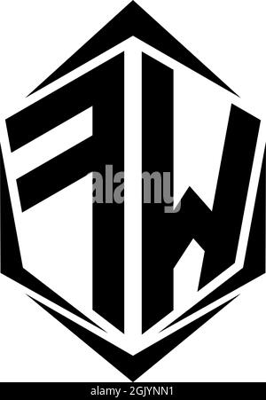 Initial FW logo design with Shield style, Logo business branding. Stock Vector