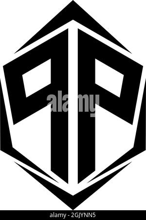 Initial PP logo design with Shield style, Logo business branding. Stock Vector