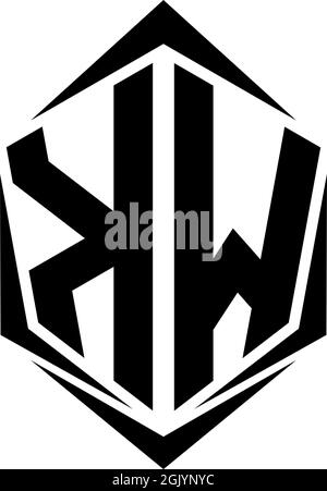 Initial KW logo design with Shield style, Logo business branding. Stock Vector