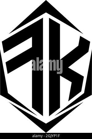 Initial FK logo design with Shield style, Logo business branding. Stock Vector