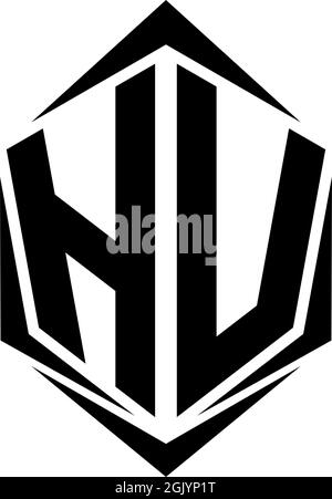 Initial HV logo design with Shield style, Logo business branding. Stock Vector