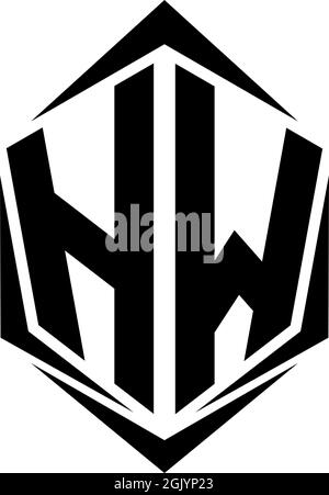 Initial HW logo design with Shield style, Logo business branding. Stock Vector