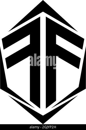 Initial FF logo design with Shield style, Logo business branding. Stock Vector