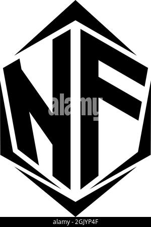 Initial NF logo design with Shield style, Logo business branding. Stock Vector