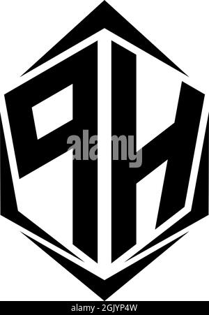 Initial PH logo design with Shield style, Logo business branding. Stock Vector