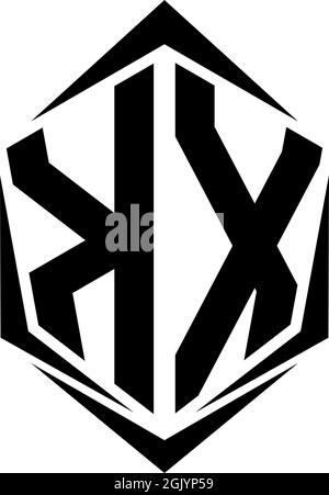 Initial KX logo design with Shield style, Logo business branding. Stock Vector