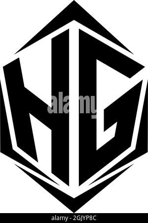Initial HG logo design with Shield style, Logo business branding. Stock Vector